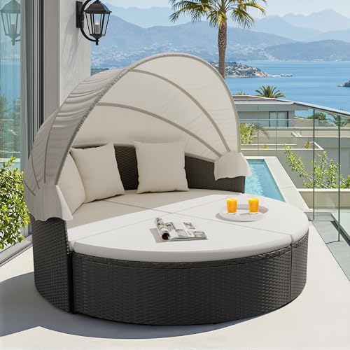 Outdoor Furniture Rattan - Patio Furniture Outdoor Round Daybed with