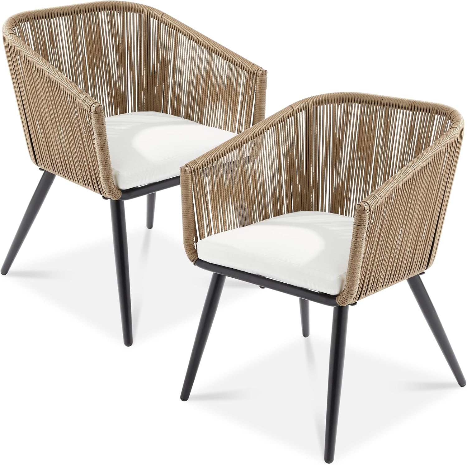Outdoor Furniture Rattan - Outdoor Rattan Patio Dining Chairs, Two