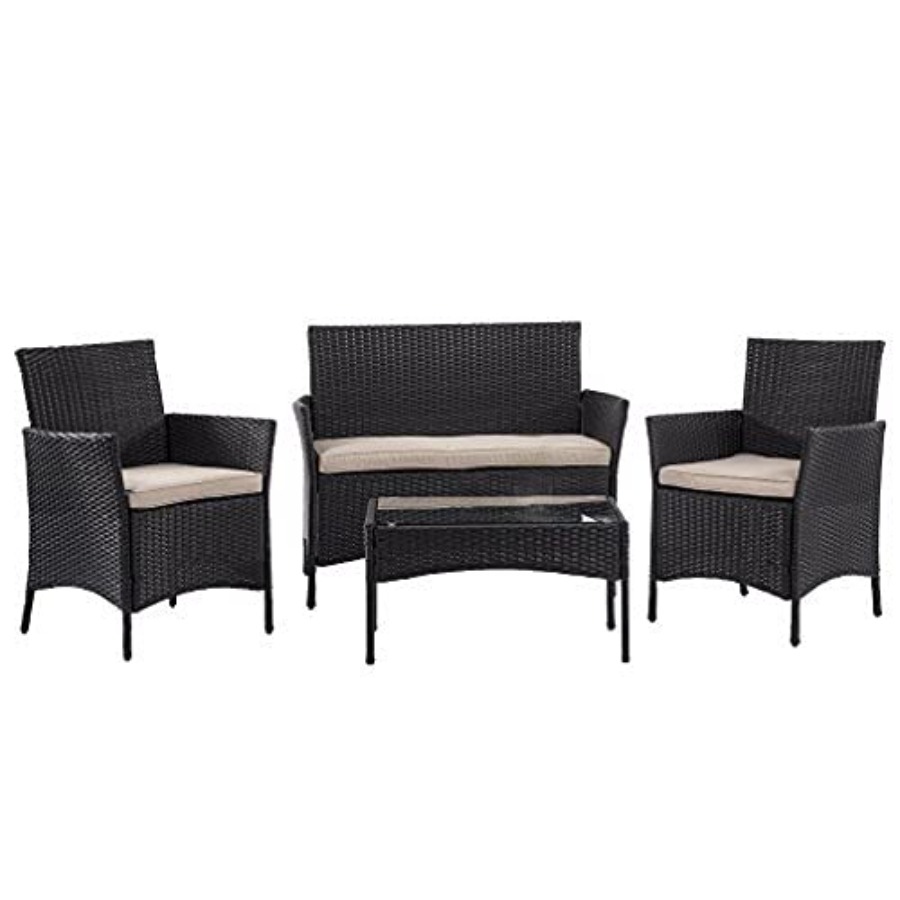 Outdoor Furniture Rattan - Outdoor patio furniture set: rattan wicker