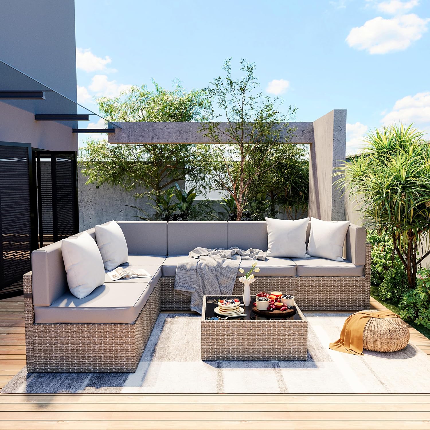 7-Piece Outdoor Sectional Furn - đánh giá và giá Outdoor Furniture Rattan