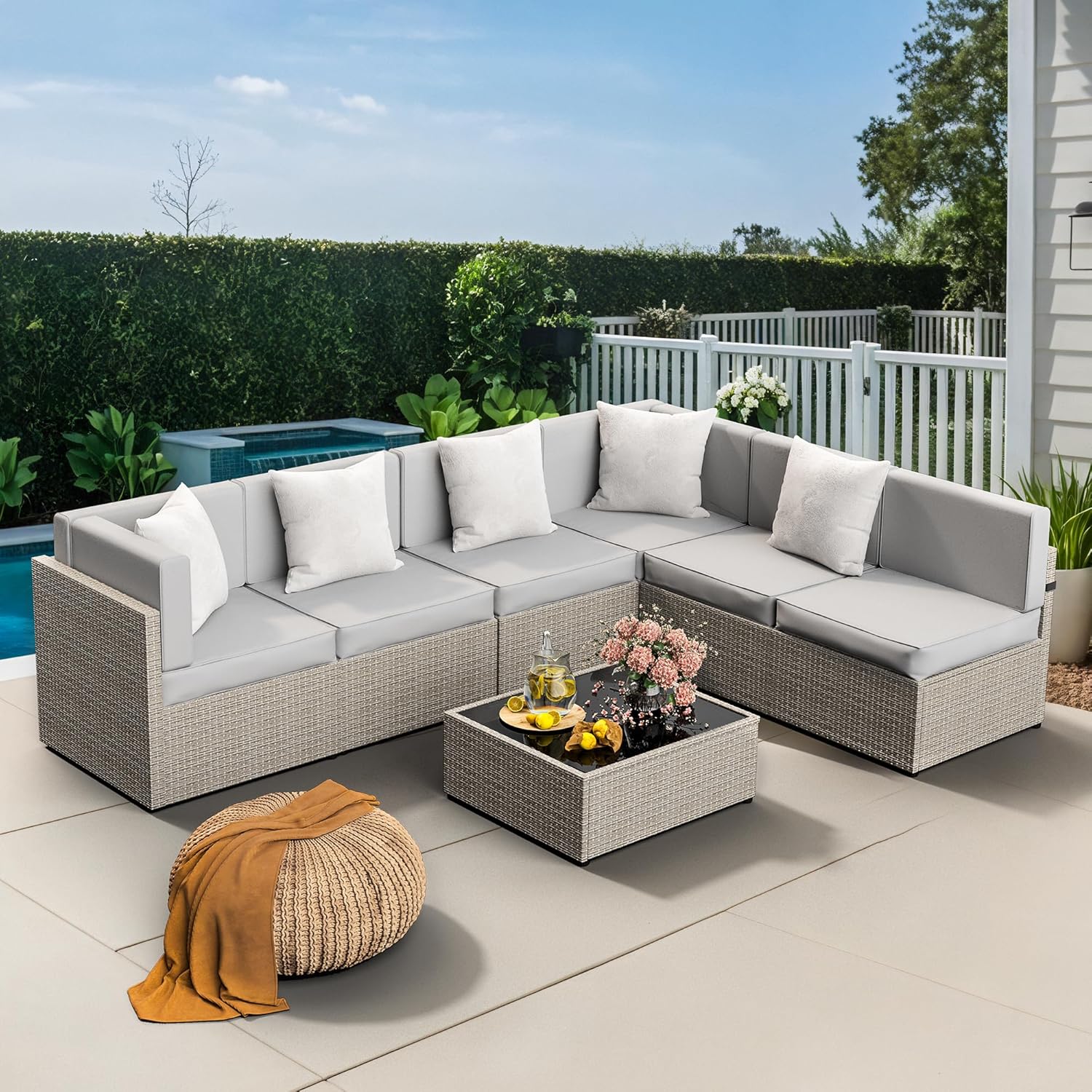 7-Piece Outdoor Sectional Furn - đánh giá và giá Outdoor Furniture Rattan