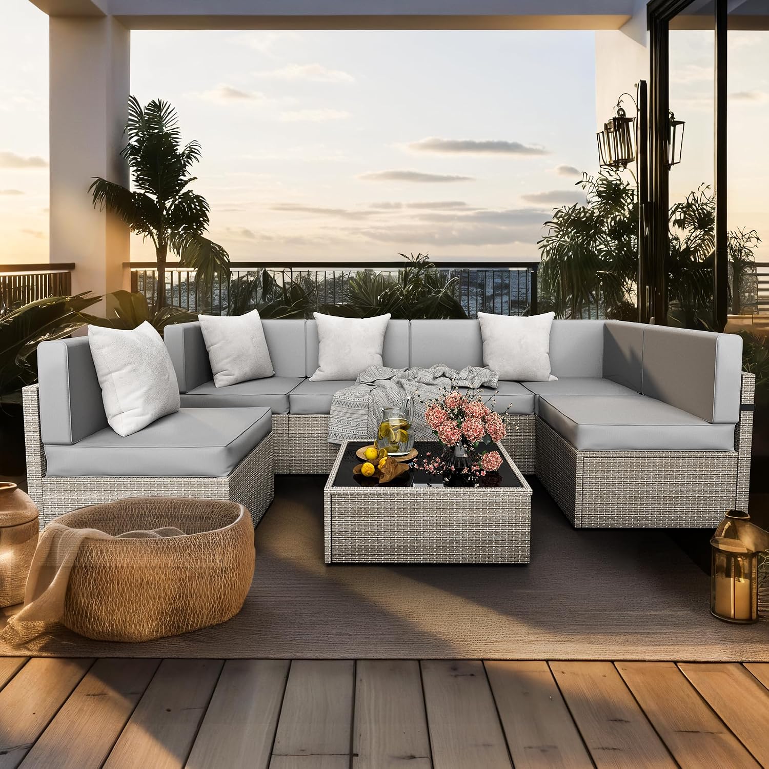 7-Piece Outdoor Sectional Furn - đánh giá và giá Outdoor Furniture Rattan