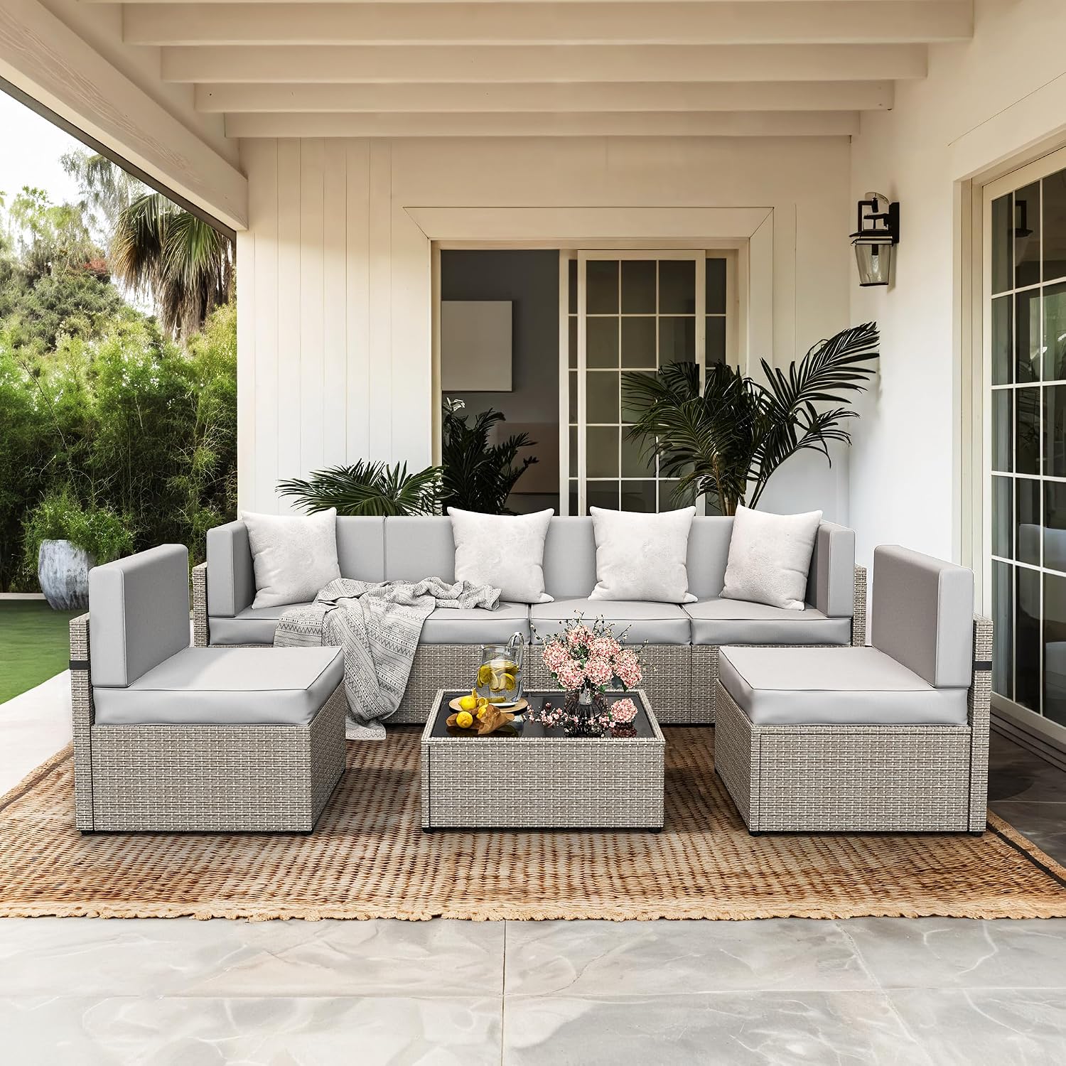7-Piece Outdoor Sectional Furn - đánh giá và giá Outdoor Furniture Rattan