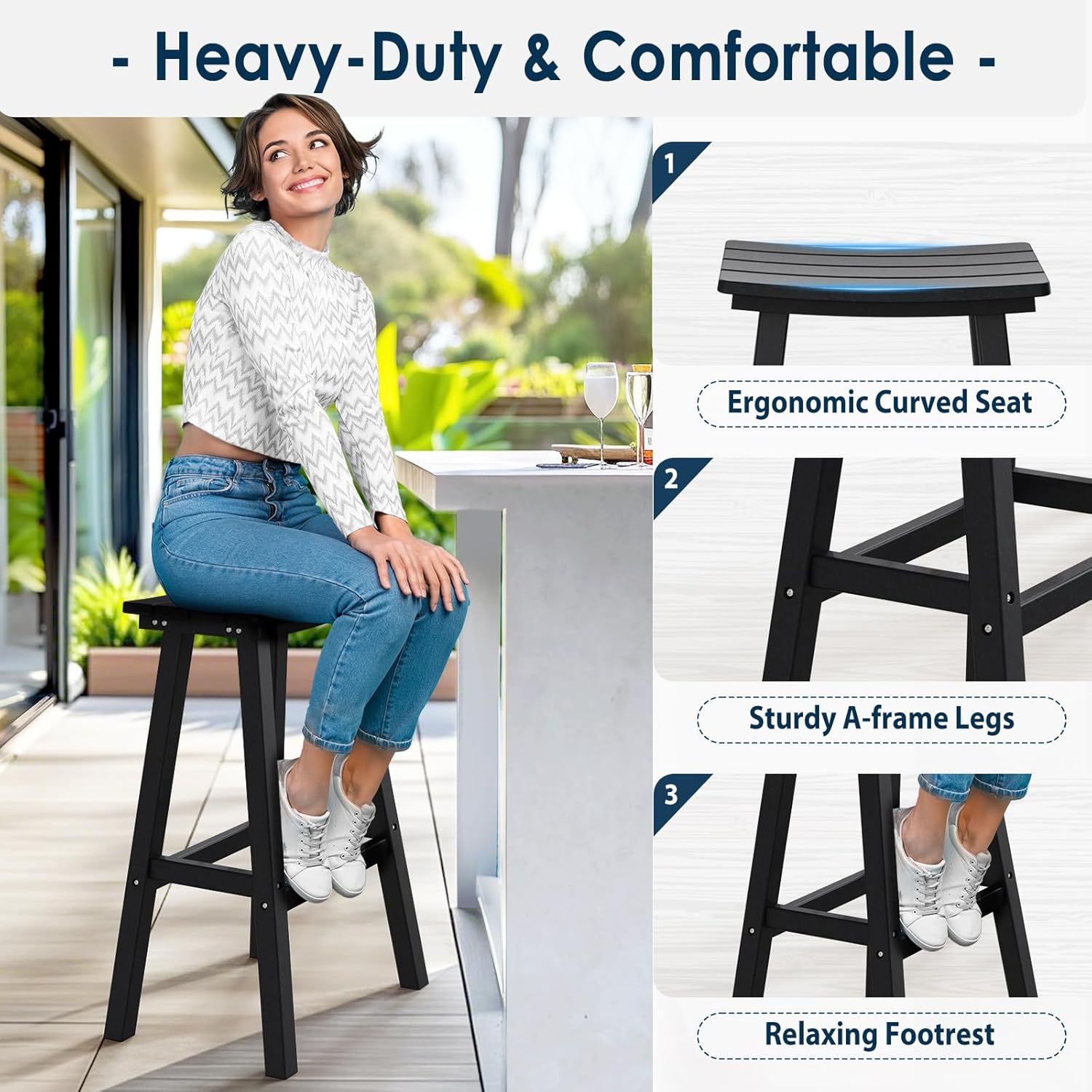 29in HDPE Outdoor Bar Stools S - đánh giá và giá Outdoor Furniture Hdpe