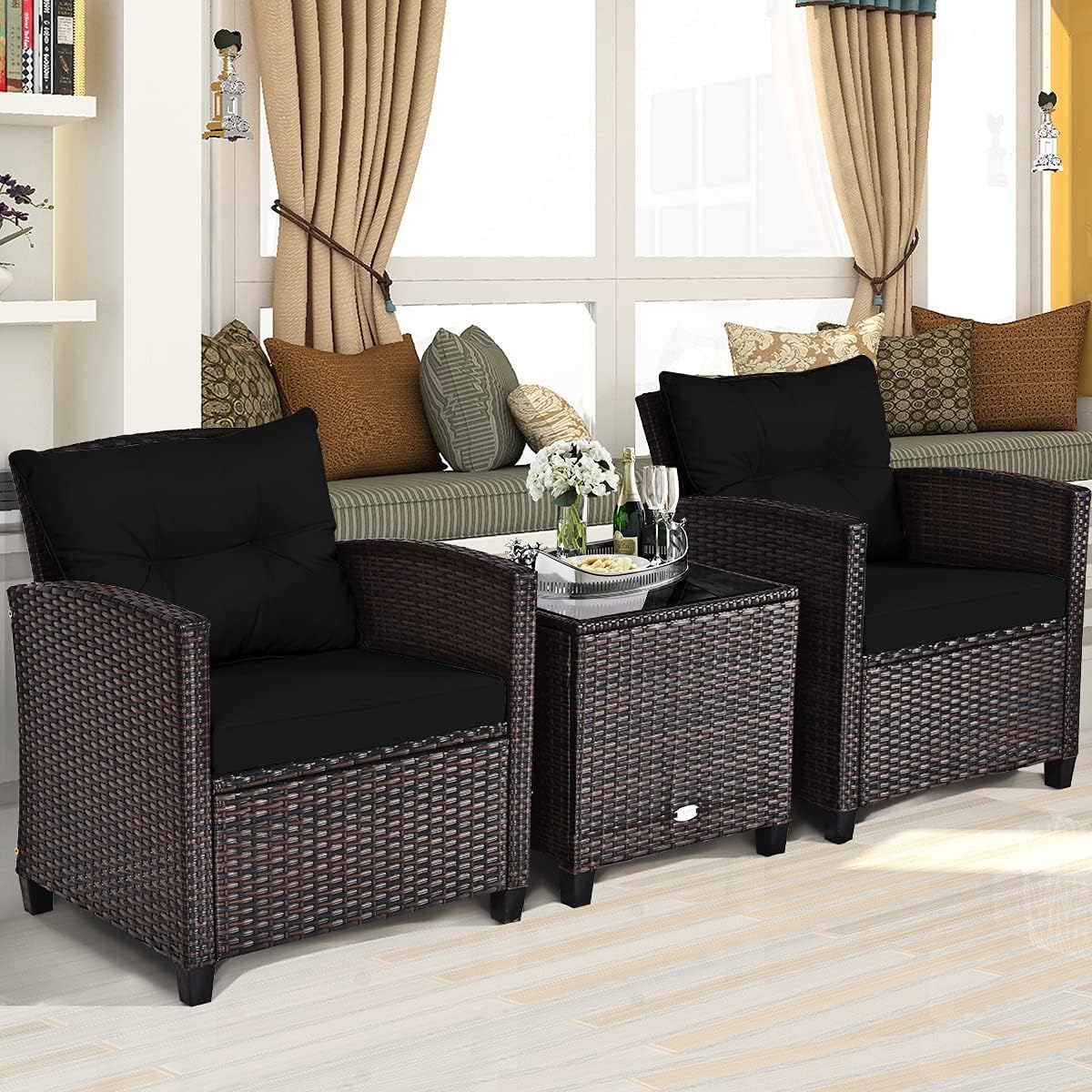 3 Pieces Patio Furniture Set,  - đánh giá và giá Outdoor Furniture Rattan