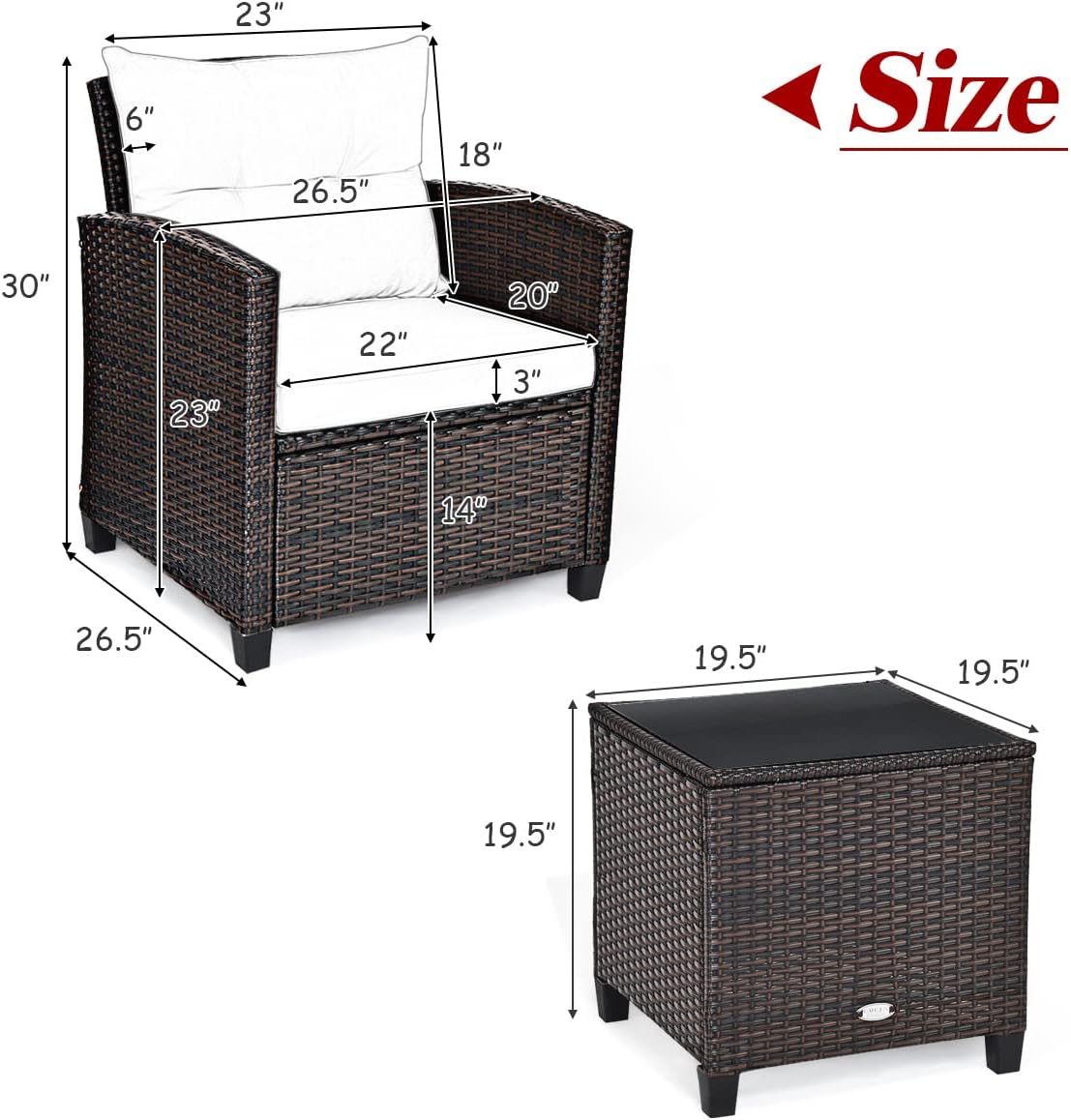 3 Pieces Patio Furniture Set,  - đánh giá và giá Outdoor Furniture Rattan